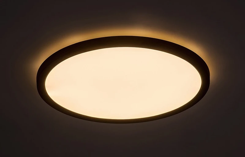 Gonzalo – LED плафон в черно с бял абажур, Ø290мм, 24W, 3000-6000K