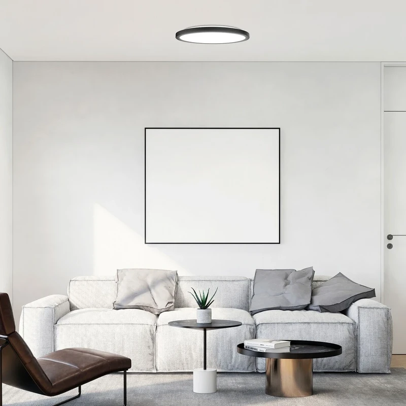 Gonzalo – LED плафон в черно с бял абажур, Ø290мм, 24W, 3000-6000K