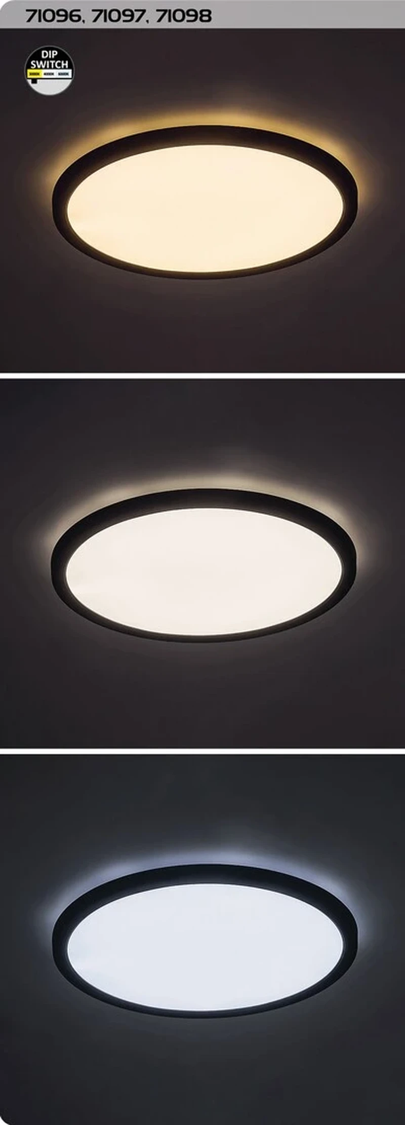 Gonzalo – LED плафон в черно с бял абажур, Ø500мм, 36W, 3000-6000K