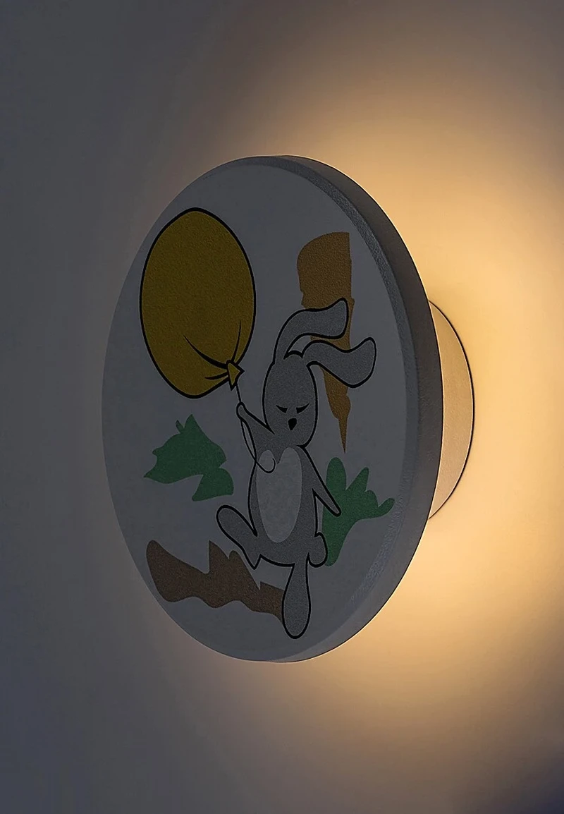 Hopply – LED детска стенна лампа в бяло с многоцветен абажур, Ø120мм, 9W, 3000-6500K
