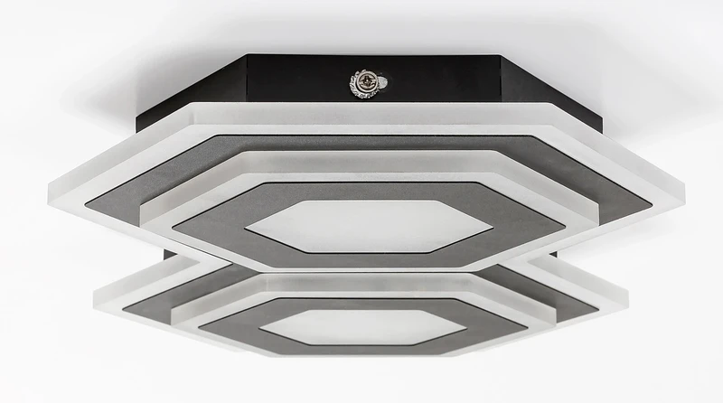 Bitsi – LED плафон в черно с бял абажур, 430×270мм, 44W, 3000+6000K