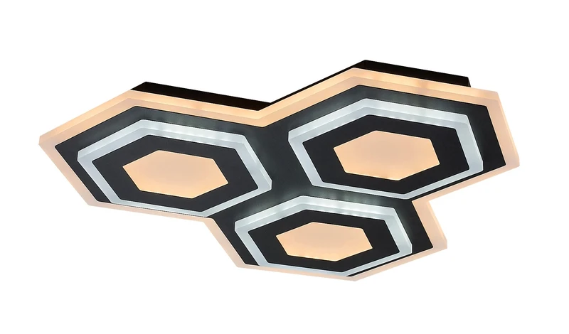 LED плафони Bitsi – LED плафон в черно с бял абажур, 430×420мм, 72W, 3000-6000K
