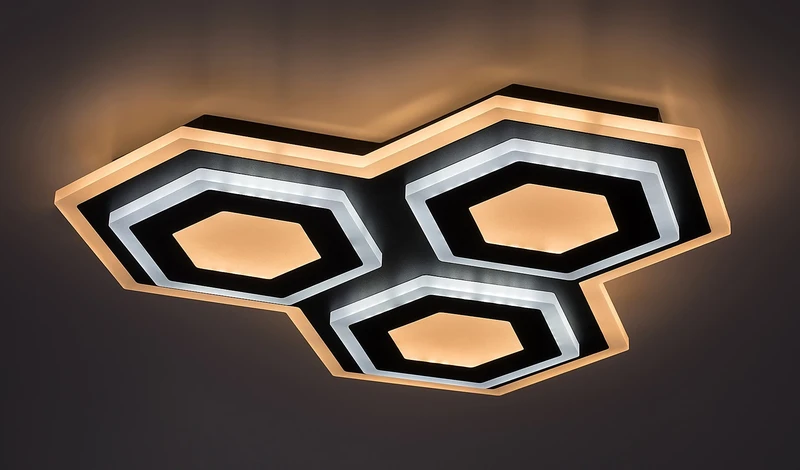 Bitsi – LED плафон в черно с бял абажур, 430×420мм, 72W, 3000-6000K