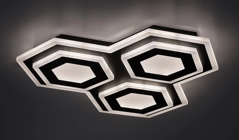 Bitsi – LED плафон в черно с бял абажур, 430×420мм, 72W, 3000-6000K