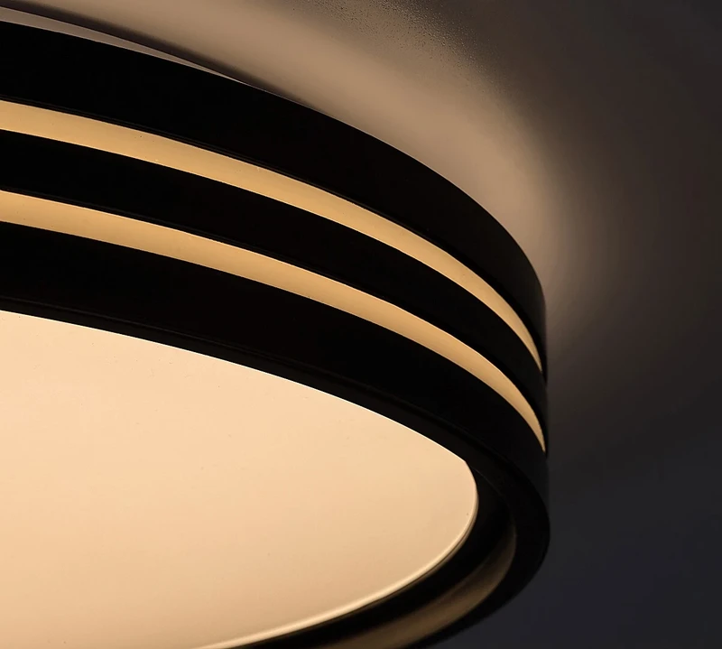 Epora – LED плафон в черен мат с бял абажур, Ø390мм, 25W, 3000K