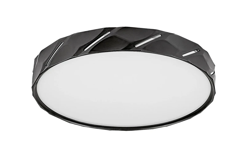 Nessira – LED плафон в черен мат с бял абажур, Ø390мм, 25W, 4000K