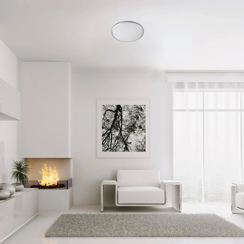 Engon – LED плафон в сребристо с бял абажур, Ø270мм, 18W, 4000K