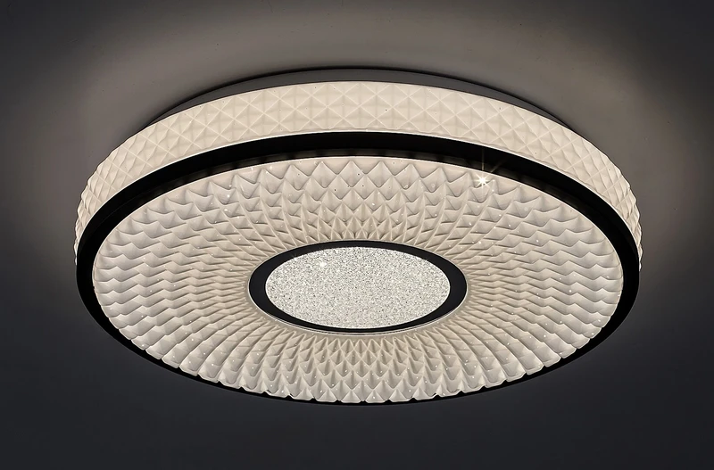 Sedona2 – LED плафон в черно с бял абажур, Ø395мм, 24W, 4000K