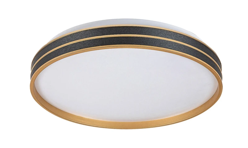 Gandor – LED плафон в черно/златно с бял абажур, Ø390мм, 24W, 3000-6500K