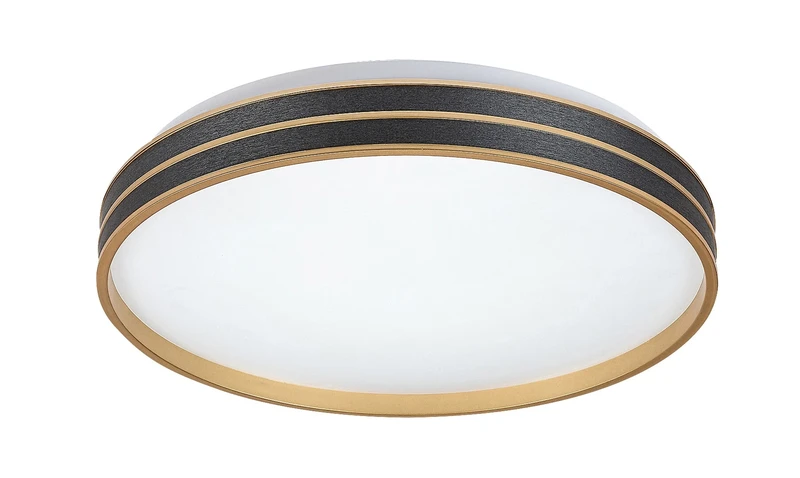 Gandor – LED плафон в черно/златно с бял абажур, Ø390мм, 24W, 3000-6500K