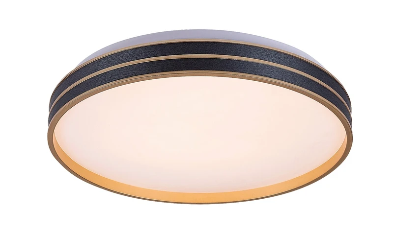 LED плафони Gandor – LED плафон в черно/златно с бял абажур, Ø390мм, 24W, 3000-6500K