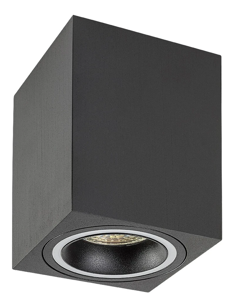 Kobald – LED спот за вграждане/открит монтаж в черно, 80×80мм, GU10, IP20