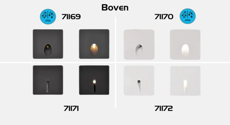 Boven – LED стенна лампа за стълби в бяло, 65×60мм, 3W, 3000K, IP54