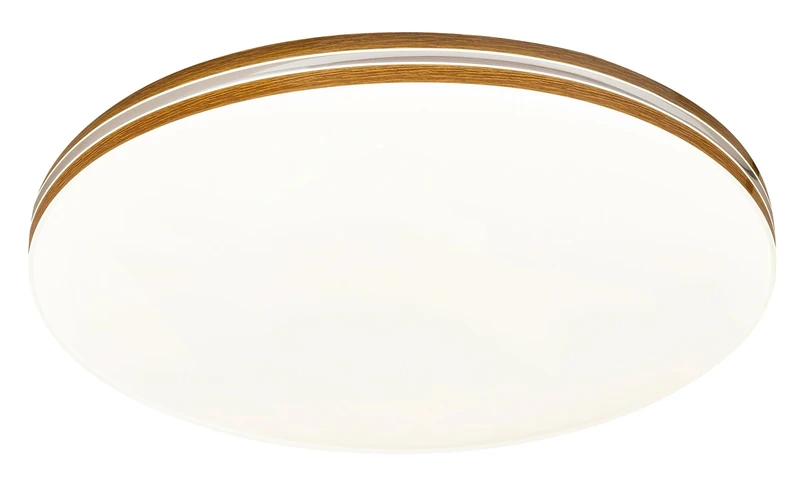 Oscar2 – LED плафон в бяло с дървесен декор, Ø340мм, 18W, 4000K