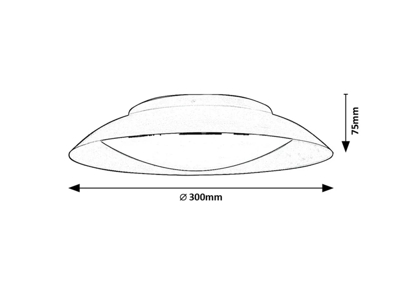Hafsa – LED плафон в черно/златно с бял абажур, Ø300мм, 20W, 3000K