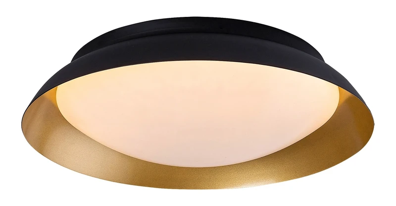 LED плафони Hafsa – LED плафон в черно/златно с бял абажур, Ø300мм, 20W, 3000K