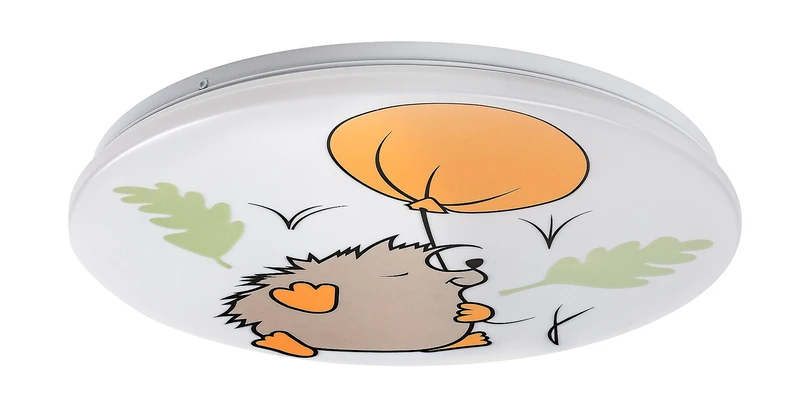 Hedgy – LED детски плафон в бяло с многоцветен таралеж, Ø375мм, 24W, 3000K