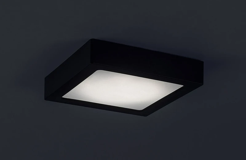 Shaun2 – LED плафон в черно с бял абажур, 165×165мм, 15W, 4000K