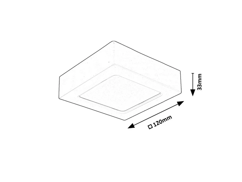 Shaun2 – LED плафон за вграждане в бяло, 120×120мм, 7W, 3000K