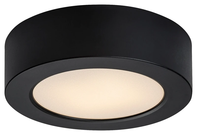 LED плафони Shaun2 – LED плафон в черно с бял абажур, Ø120мм, 7W, 3000K