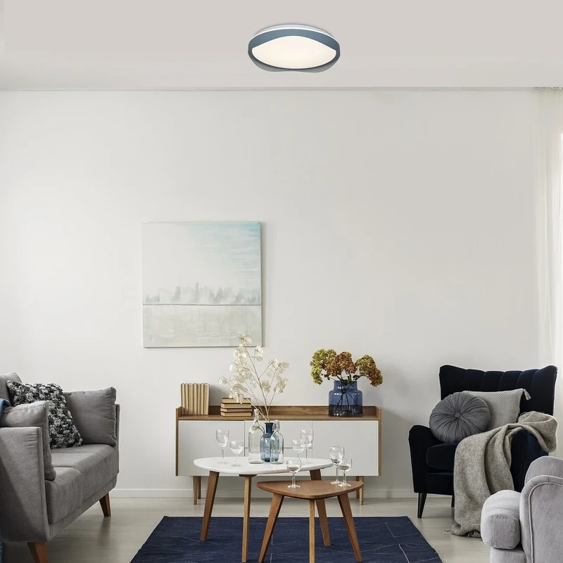 Israh – LED плафон в сиво с бял абажур, Ø480мм, 40W, 4000K