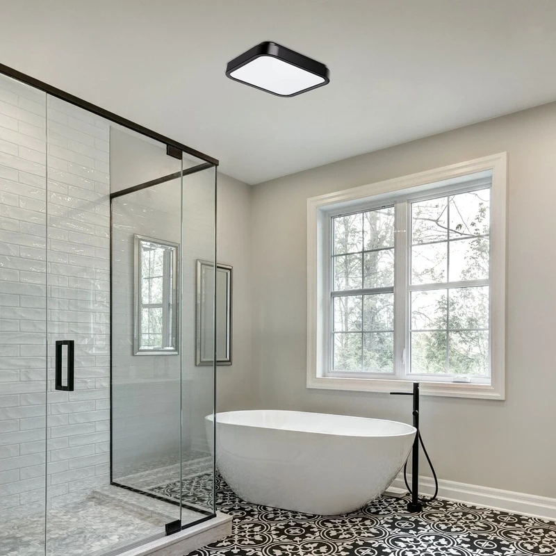 Samira – LED плафон за баня в черно/бяло, 250×250мм, 18W, 4000K, IP44