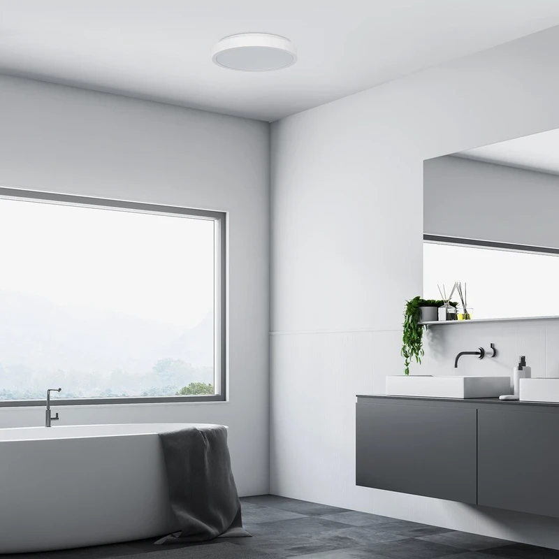 Samira – LED плафон за баня в бяло, Ø350мм, 36W, 4000K, IP44