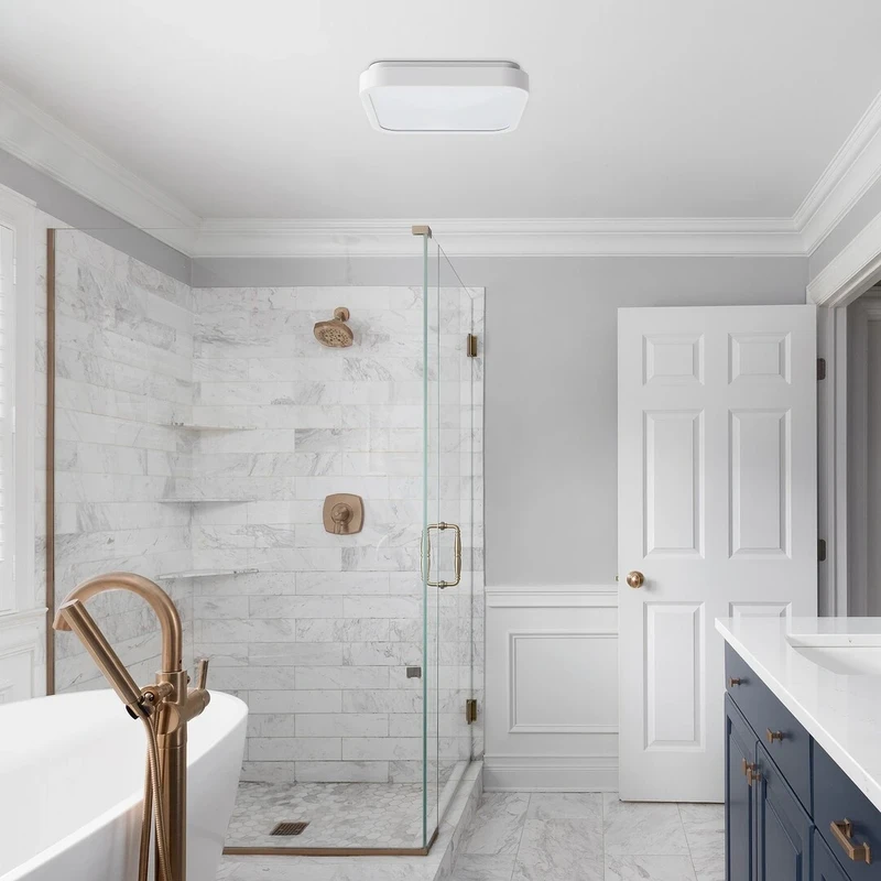Samira – LED плафон за баня в бяло, 420×420мм, 48W, 4000K, IP44