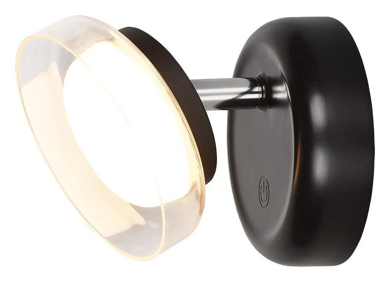 Javi – LED аплик в черно с бял абажур, Ø100мм, 2W, 3000K, димируем