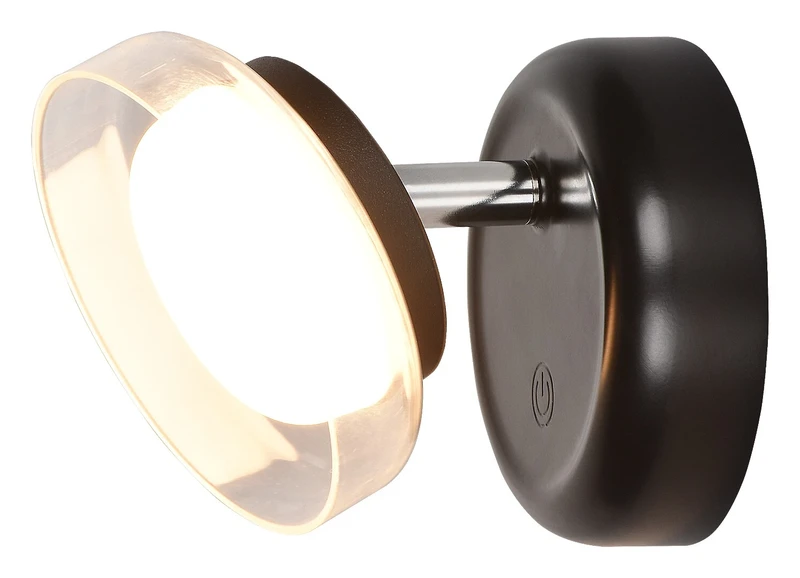 Javi – LED аплик в черно с бял абажур, Ø100мм, 2W, 3000K, димируем