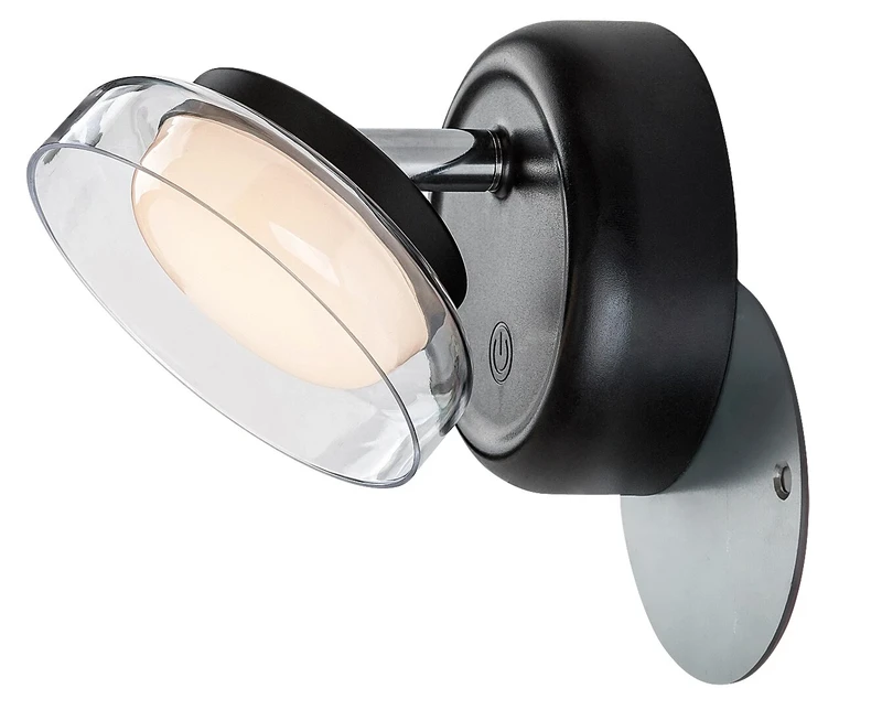 Javi – LED аплик в черно с бял абажур, Ø100мм, 2W, 3000K, димируем