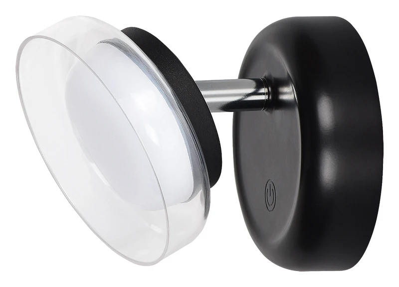 Javi – LED аплик в черно с бял абажур, Ø100мм, 2W, 3000K, димируем