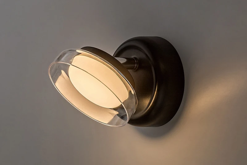 Javi – LED аплик в черно с бял абажур, Ø100мм, 2W, 3000K, димируем