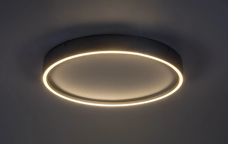 Dewson – LED плафон в матиран алуминий с бял абажур, Ø450мм, 37W, 3000K