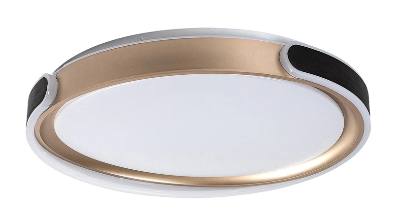 Jindri – LED плафон в черно/златно с бял абажур, Ø500мм, 48W, 3000-6500K