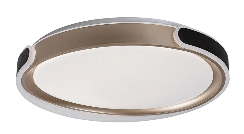 LED плафони Jindri – LED плафон в черно/златно с бял абажур, Ø500мм, 48W, 3000-6500K