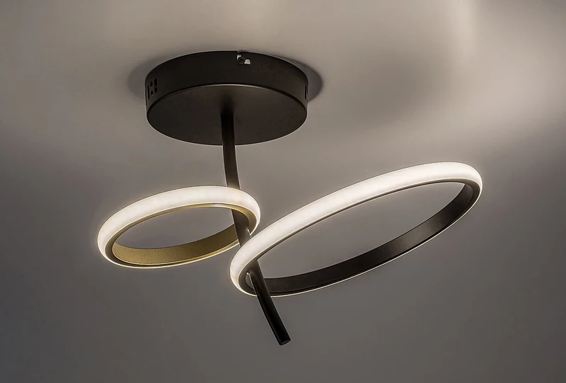 Emilion – LED плафон в черно/златно с бял силиконов абажур, Ø390мм, 24W, 4000K