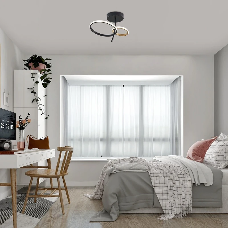 Emilion – LED плафон в черно/златно с бял силиконов абажур, Ø390мм, 24W, 4000K