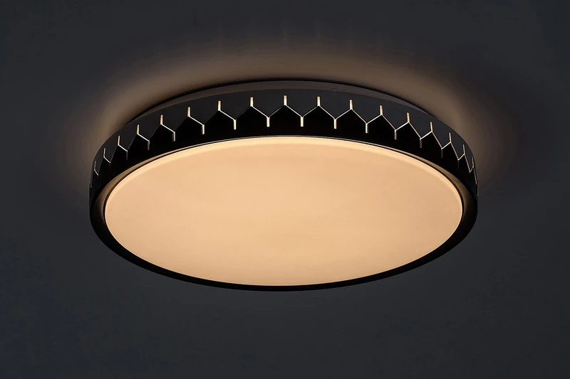 Malin – LED плафон в черно/сиво с бял абажур, Ø400мм, 24W, 3000-6500K