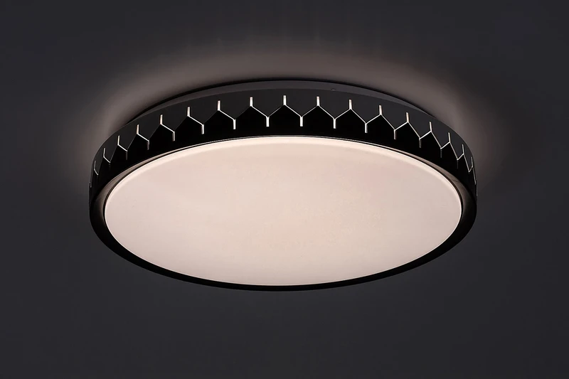Malin – LED плафон в черно/сиво с бял абажур, Ø400мм, 24W, 3000-6500K