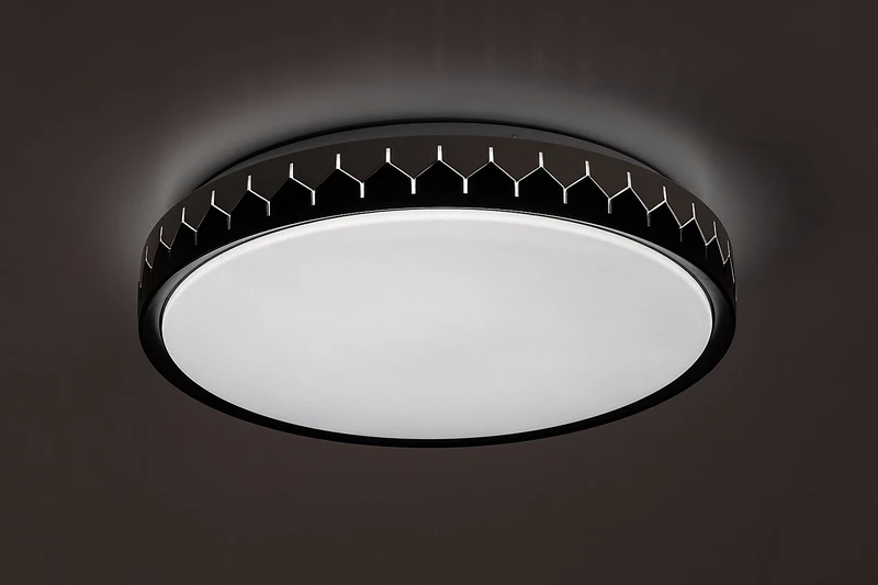 Malin – LED плафон в черно/сиво с бял абажур, Ø400мм, 24W, 3000-6500K