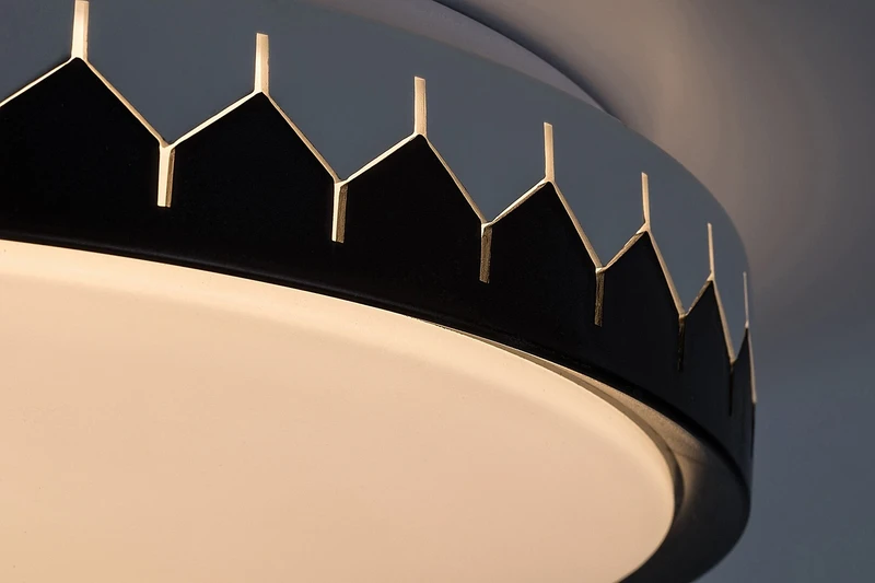 Malin – LED плафон в черно/сиво с бял абажур, Ø400мм, 24W, 3000-6500K