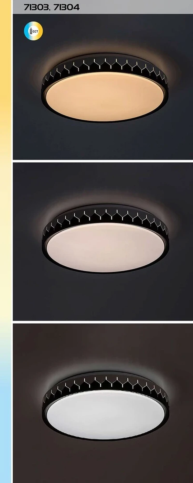 Malin – LED плафон в черно/сиво с бял абажур, Ø400мм, 24W, 3000-6500K