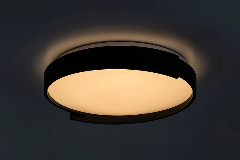 Laleh – LED плафон в черно с бял абажур, Ø400мм, 24W, 3000-6500K