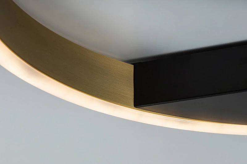 Thric – LED плафон в черно/злато с бял абажур, Ø400мм, 20W, 3000K