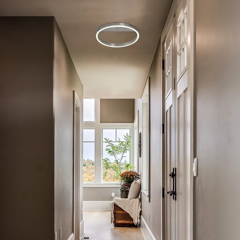 Thrac – LED плафон в бруширан алуминий, Ø400мм, 20W, 4000K