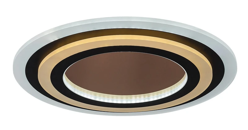 Taneli2 – LED плафон в черно/златно с бял акрил, Ø450мм, 56W, 3000-6000K