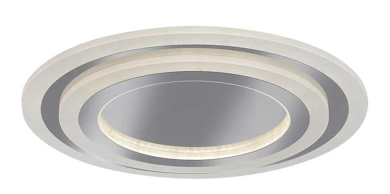 Taneli2 – LED плафон в хром с бял акрил, Ø450мм, 56W, 3000-6000K, димируем