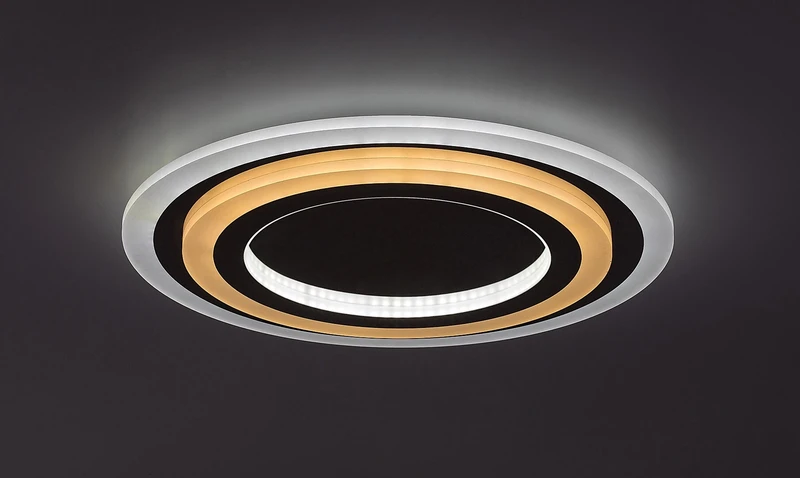 Taneli2 – LED плафон в хром с бял акрил, Ø450мм, 56W, 3000-6000K, димируем