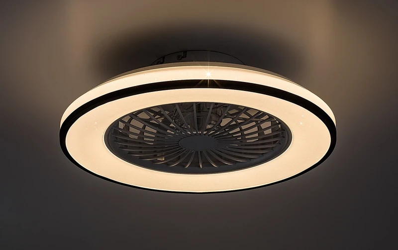 Dalfon2 – LED плафон с вентилатор в черно/бяло, Ø485мм, 48W, 3000-6500K
